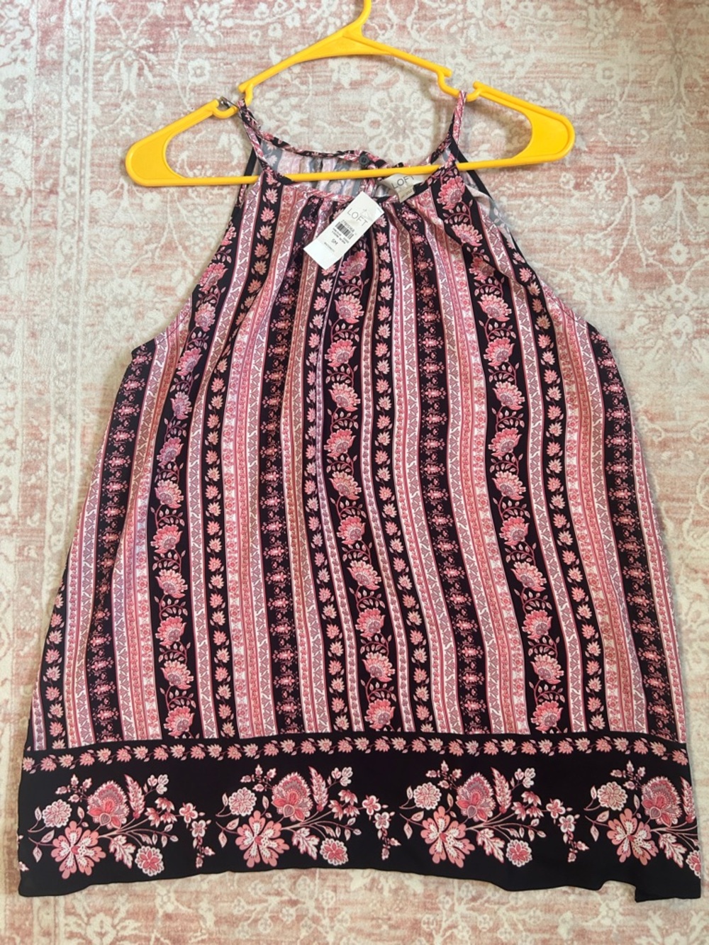 NWT Maternity LOFT Black and Pink Floral Halter Cami Top